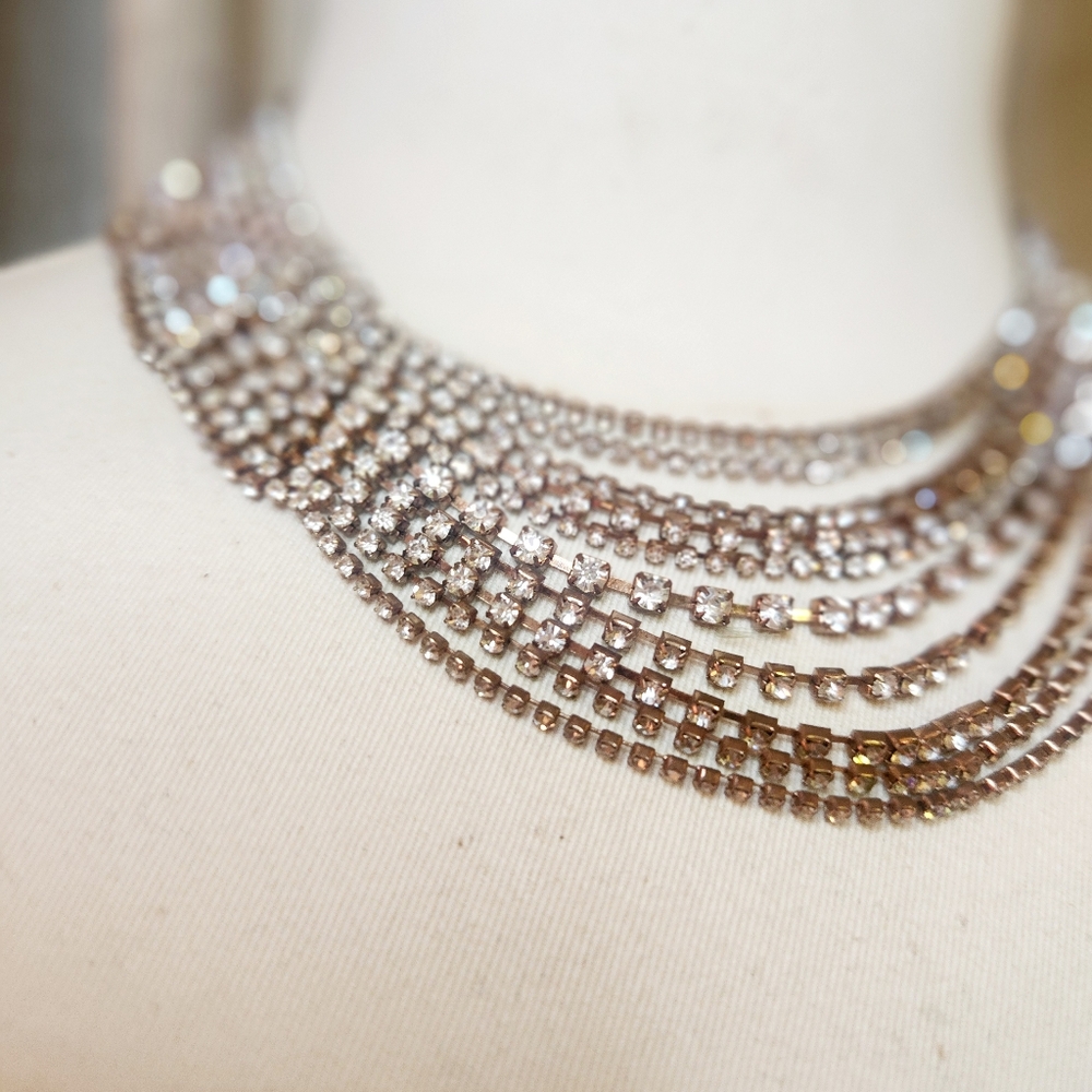 Vintage Elegant Layered Rhinestone Necklace
